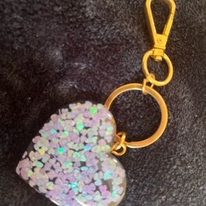 Heart-shaped resin keychain with Gold Clasp